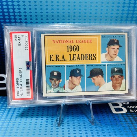 1961 Topps Nl E R A Leaders 45 Feat Don Drysdale Psa 6 Ebay