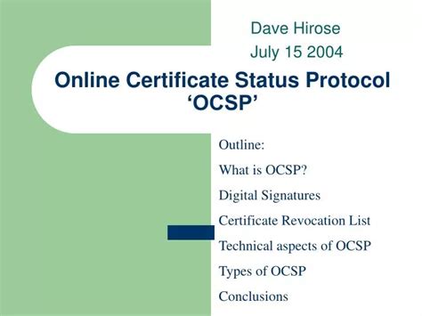 Ppt Online Certificate Status Protocol Ocsp Powerpoint Presentation